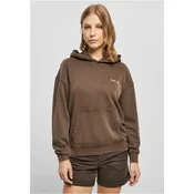 Womens small embroidery Terry Hoody brown