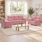 Vidaxl Kavčna garnitura 3 pcs Roza Žamet