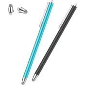 Mixoo Kapacitivno pisalo za zaslone na dotik, univerzalno, 2 kosa (črn, modri), 16 cm, 12g, izboljšana konica iz vlaken 6mm, združljivo z iOS, Android, Windows, za iPad, iPhone, Samsung Galaxy
