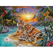 Norimpex - Puzzle Diamantna slika: Tigrova družina 30x40 cm - 1 - 39 kosov