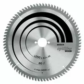 BOSCH List kružne testere Optiline Wood 2608640437, 254 x 30 x 2,5 mm, 80