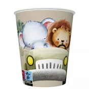 Safari živali v džipu papirnati kozarec - 250 ml, set 8 kosov