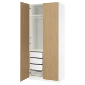 PAX / STORKLINTA Kombinacija garderobera, bela/im. hrastovine, 100x60x236 cm