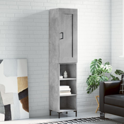 Vidaxl Visoka omara betonsko siva 34,5x34x180 cm inženirski les