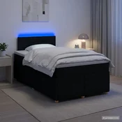vidaXL Postelja boxspring z vzmetnico Črna 120 x 200 cm Blago
