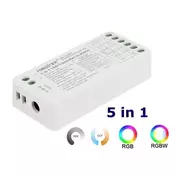 MiBoxer Kontroler SR5 5-v-1 Mi-light za RGB+CCT LED trak RF2.4G DC12-24V