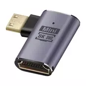 LINQ LinQ, Adapter Video 8K UHD HDMI Ženski na Mini HDMI Moški Sklonjen Desno, Siva, (5000191803)