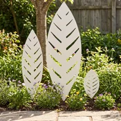 vidaXL Vrtna palica 3 kos 116,5 x 35 x 3 cm Bela Jeklo