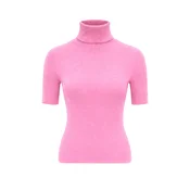 PANTHEROAR Pulover High Neck Short Sleeve Top roza