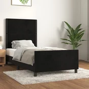 shumee vidaXL Posteljni okvir brez vzmetnice, črn, 100x200 cm, žamet