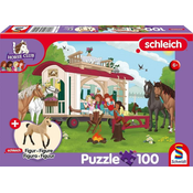 Schmidt Sestavljanka Schleich Ognjišče v prikolici 100 kosov + figurica Schleich