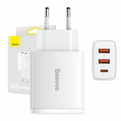 Baseus adapter za brzo punjenje 2xUSB, USB-C, PD, 3A, 30W, bijeli