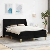 vidaXL Posteljni okvir z vzmetnico Črna 120 x 190 cm Poliester