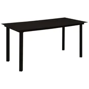 Vidaxl Vrtna jedilna miza črna 150x80x74 cm jeklo in steklo
