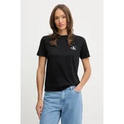 Bombažna kratka majica Calvin Klein Jeans ženska, črna barva, LV047C905G