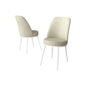 Hanah Home set trpezarijskih stolica Jaxe 4 kom, krem tkanina Babyface, bele metalne noge