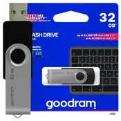 GoodRam USB ključek Goodram UTS3 32 GB, USB Tip A 3.2 Gen 1, črn, svinčen, primeren za Windows, Mac in Linux
