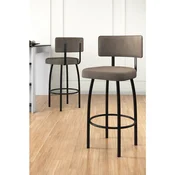 Hanah Home set od 2 barskih stolica Wosa, kapucino tkanina Babyface, crne metalne noge
