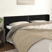 vidaXL Vzglavje z ušesi črno 183x16x78/88 cm žamet