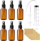 Nikcorp Komplet 6 rjavih steklenih stekleničk z razpršilcem 10 ml za potovanja, parfume in eterična olja z dodatki