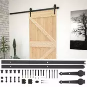 Vidaxl Drsna vrata Naravna in črna 80 x 210 cm Trdna borovina
