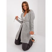Womens grey cardigan with cable ties