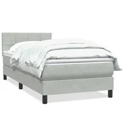 Vidaxl Box spring postelja z vzmetnico svetlo siv 90x220 cm žamet