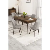 Hanah Home trpezarijski set Nix, sto na razvlacenje i 4 stolice, ploca u dekoru drveta Baroque, siva tkanina Babyface