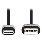 Nedis Kabel USB 2.0/ vtič USB-C - vtič USB-A/ črn/ v razsutem stanju/ 3 m