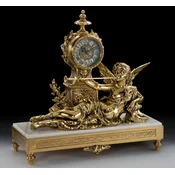 Casa Padrino luxury baroque table clock gold/white 48 x H. 47 cm - Handmade bronze clock baroque style - Baroque desk clock - Baroque desk decoration - Baroque decorative accessories