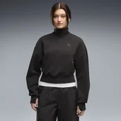 PUMATECH SENSE Balloon Sleeve Half-Zip Crew Sweatshirt Women, Clothing, Black, M