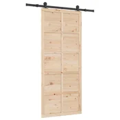 Vidaxl Drsna vrata Naravna 80 x 208 cm Trdna borovina