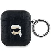 Karl Lagerfeld Etui Karl Lagerfeld Monogram Karl Head za AirPods 1/2 - črno