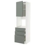 METOD / MAXIMERA Vis.el.pecn. s vratima/3 fioke, bela/Nickebo mat sivozelena, 60x60x220 cm
