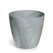 Prosperplast Plastični cvetlični lonček z okroglim pokrovom, betonski učinek, siv, 11,9 cm