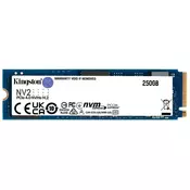SSD Kingston M.2 PCIe NVMe 250GB NV2, 2280, 3000/1300 MB/s