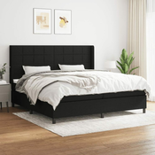 Greatstore Box spring postelja z vzmetnico črn 200x200 cm blago