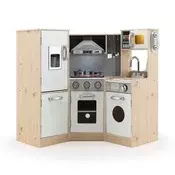 Northix Lesena otroška kotna kuhinja z lučmi zvokom MDF 105 cm