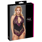 Cottelli Plus Size - cvetlično telo (črno-vijolična) - 4XL
