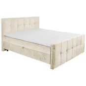 MID.YOU POSTELJA Z VZMETNICO 160 cm  x 200 cm , tekstil, leseni material krem barve