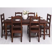 Casa Padrino country style dining room furniture set dark brown - 1 Country Style Dining Table & 6 Country Style Dining Chairs - Country style solid wood dining room furniture