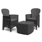 GREEN BAY Tree Baštenski set, Dve stolice i box sto, Antracit