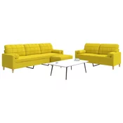 3-dijelni set sofa s tabureom i jastucima svjetložuti tkanina