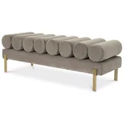 Casa Padrino luxury velvet bench gray/brass 130 x 45 x H. 42 cm - Living room bench - Bedroom bench - Living room furniture - Bedroom furniture - Luxury furniture - Luxury furnishings