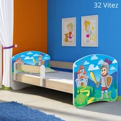 Djecji krevet ACMA s motivom, bocna sonoma 140x70 cm 32 Knight
