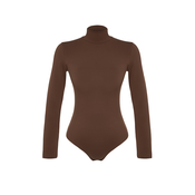 Trendyol Brown Turtleneck Snap Knitted Bodysuit