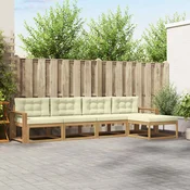 Set vanjskih sofa s jastukom 4 pcs Bijela i krem Poliester