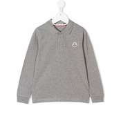 Moncler Kids - logo patch polo shirt - kids - Grey