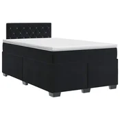 vidaXL Postelja boxspring z vzmetnico Črna 120 x 200 cm Žamet