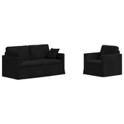 Vidaxl Kavčna garnitura 2 szt. Črna 158 x 78 x 80 cm Žamet